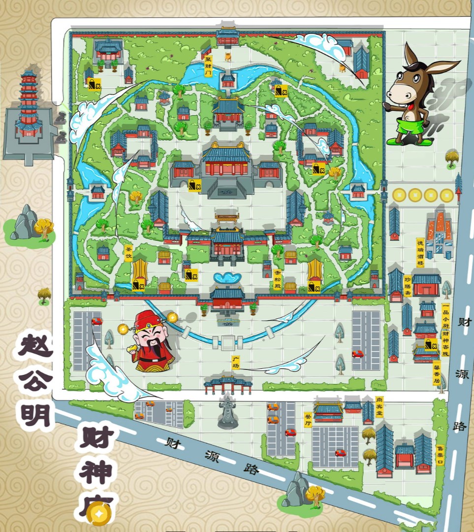 平江寺庙类手绘地图